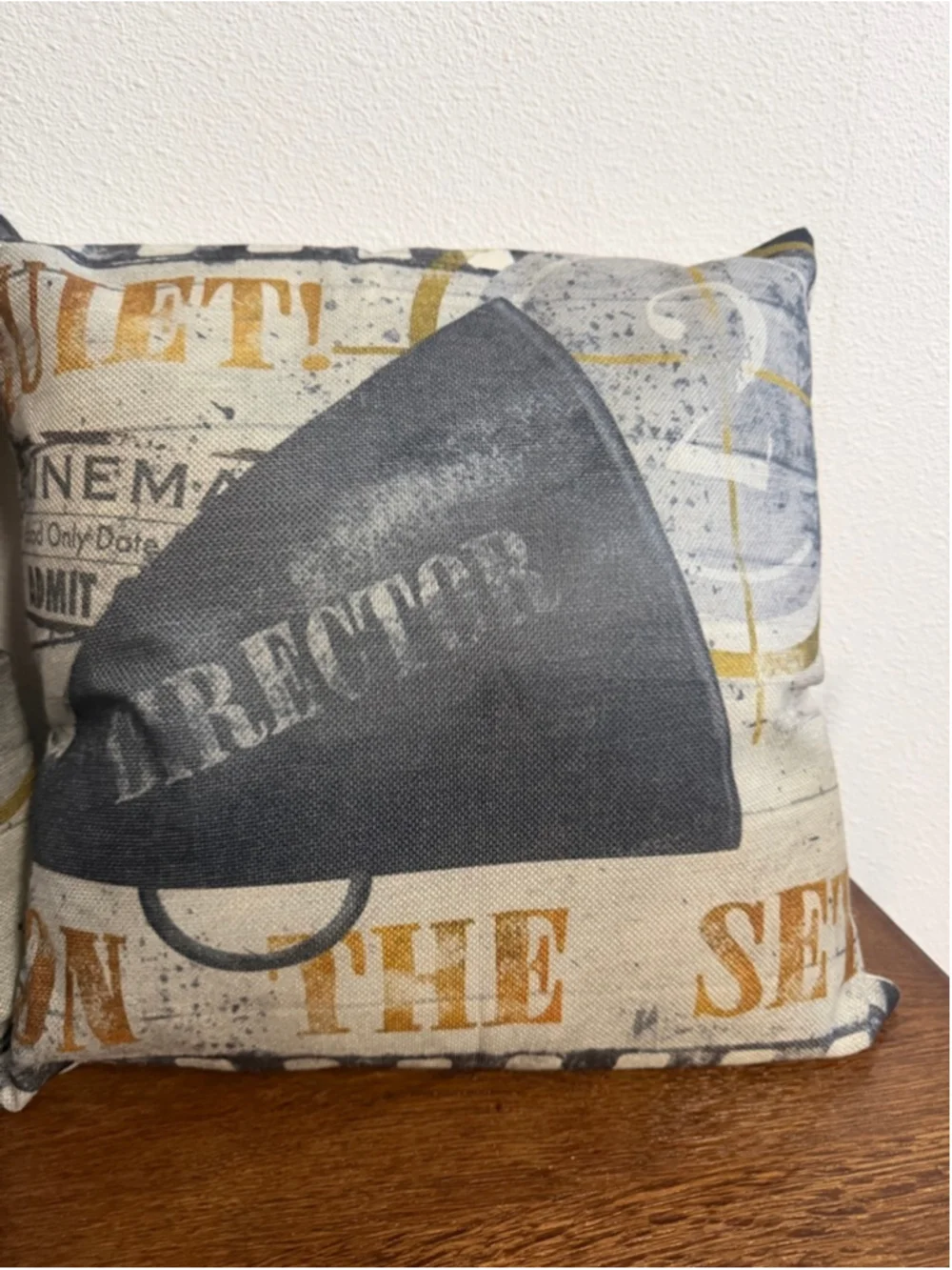 Set of 2 Movie Theme Throw Pillows Cinema Clapperboard Director Home Theater Dec